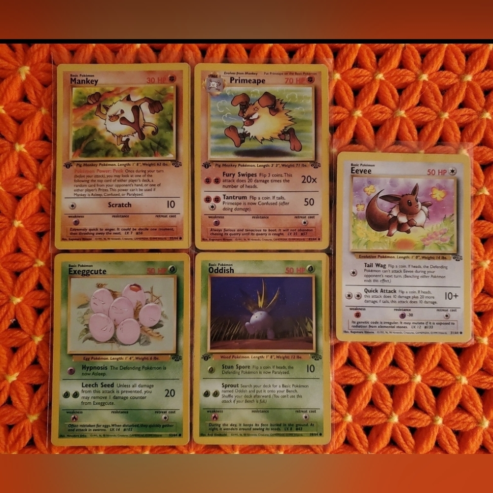 Vintage Pokémon Jungle Set Lot of 5 First Edition Mankey & Primeape